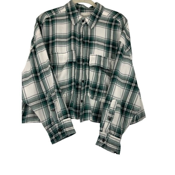 Abercrombie & Fitch crop women's shirt Small oversized  up to 50'chest 20' long - Picture 3 of 7